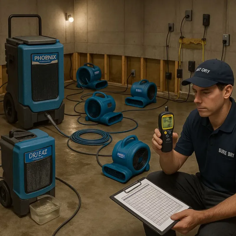 Structural Drying and Dehumidification process in Coto De Caza, CA